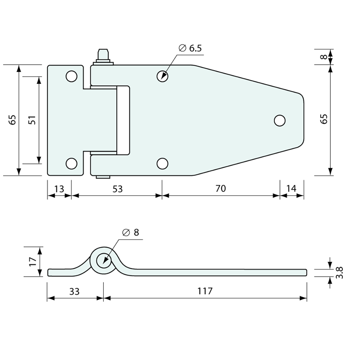 Flush Hinge Zinc Plated 150mm
